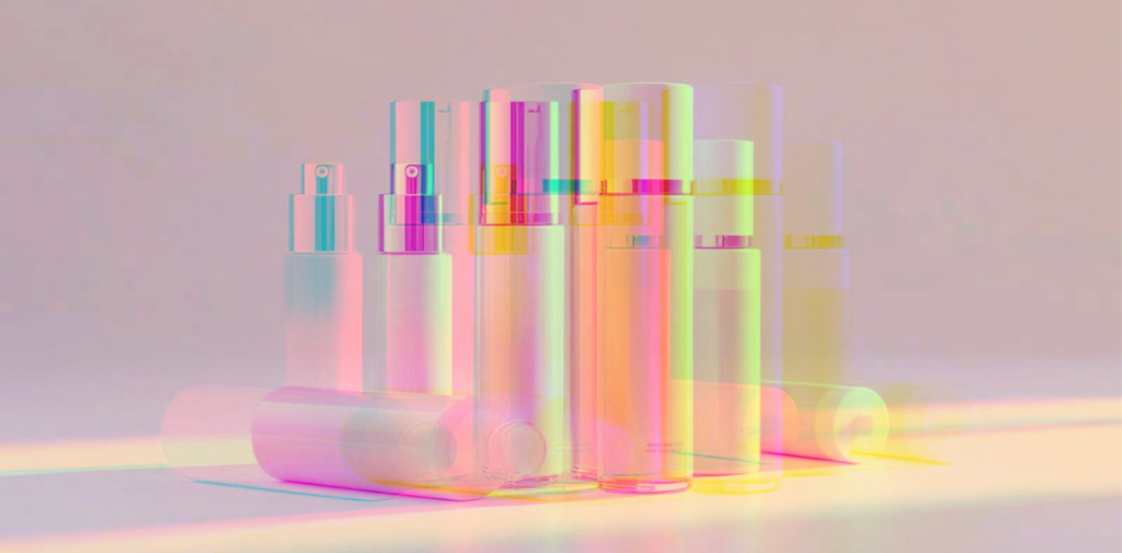 Flacons de parfum en couleurs arc-en-ciel