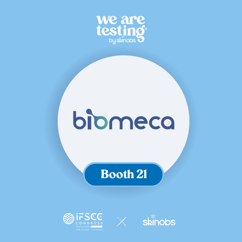 Logo Biomeca stand 21 au congrès IFSCC.
