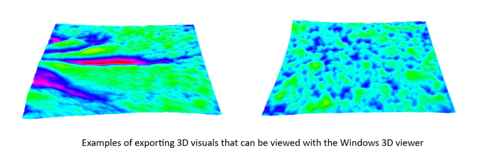 Exemples de visuels 3D colorés exportés.