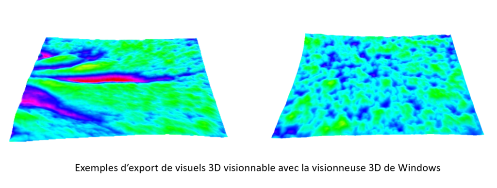 Deux modèles 3D colorés en relief.
