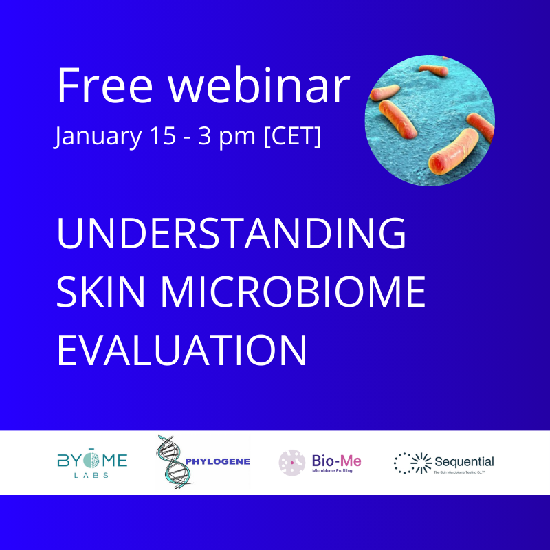 Webinar gratuit microbiome cutané, 15 janvier, 15h CET.