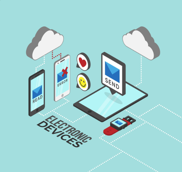 Appareils électroniques avec messages envoyés.